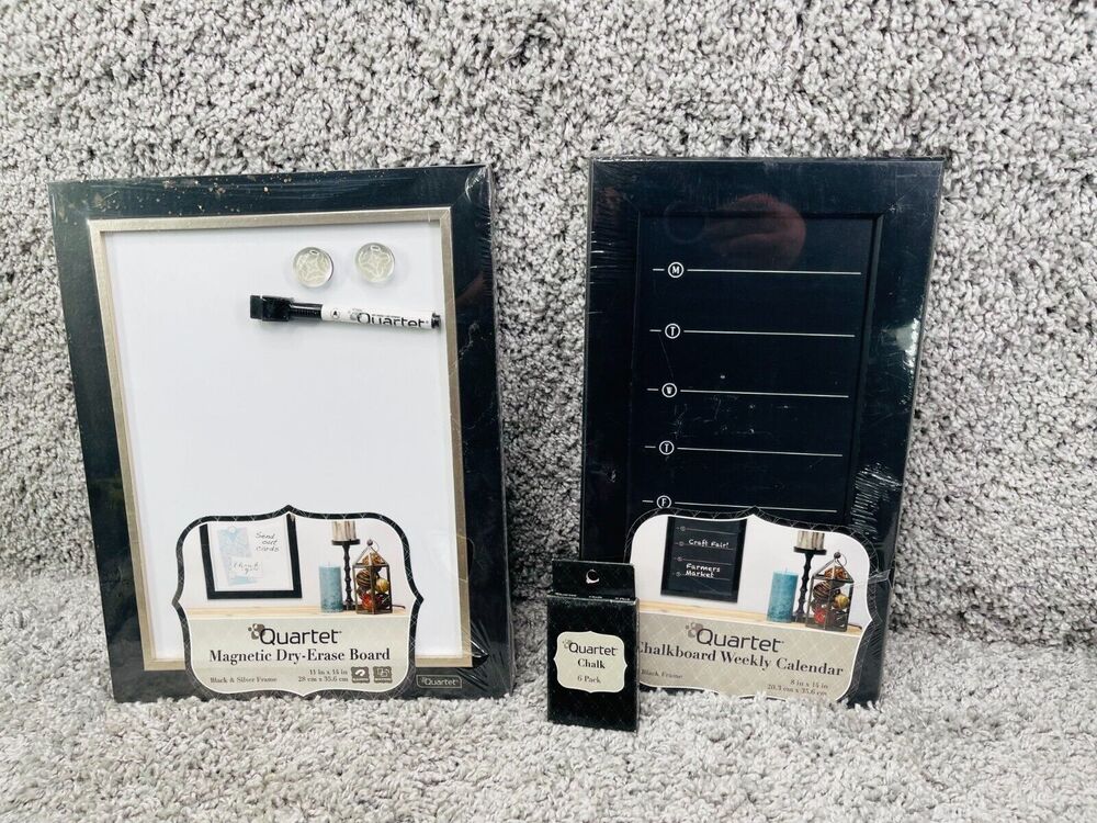 Quartet Magnetic Dry Erase Board 11x14 & Chalkboard Weekly Calendar 8x14 & Chalk